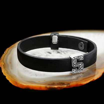Motif Letter S Leather Bracelet by SWISS PLUS - Letter Collection - view 3