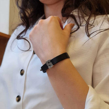Motif Letter S Leather Bracelet by SWISS PLUS - Letter Collection - view 4