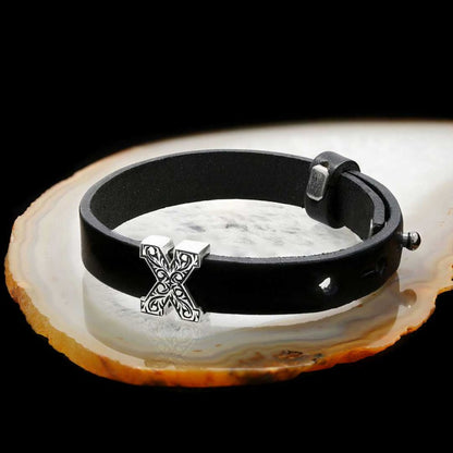 Motif Letter X Leather Bracelet by SWISS PLUS - Letter Collection - view 3