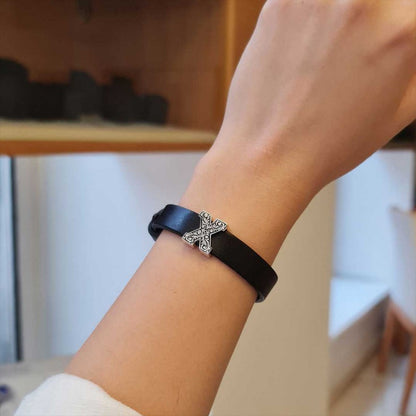 Motif Letter X Leather Bracelet by SWISS PLUS - Letter Collection - view 4