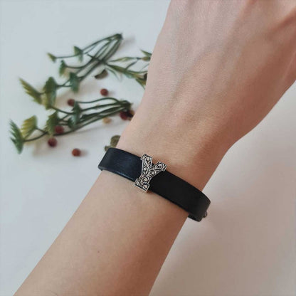 Motif Letter Y Leather Bracelet by SWISS PLUS - Letter Collection - view 4
