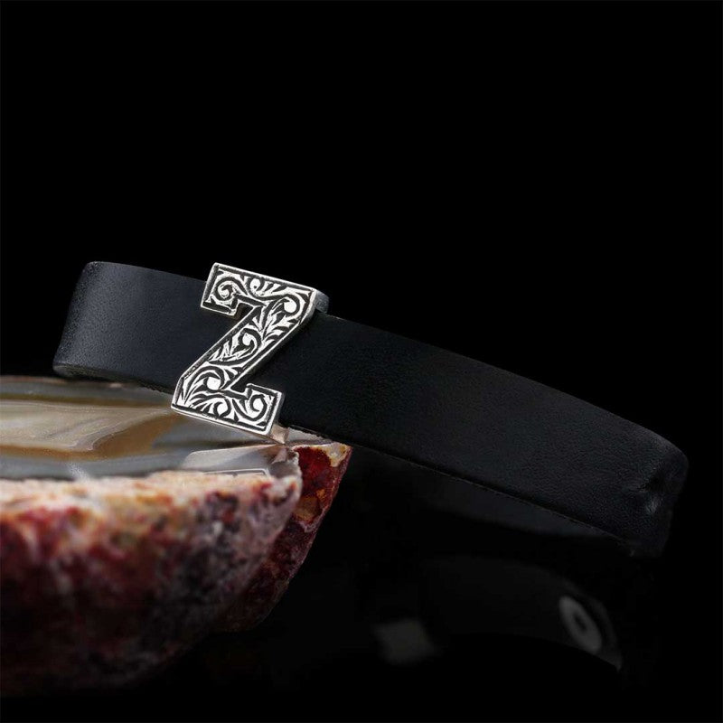 Motif Letter Z Leather Bracelet by SWISS PLUS - Letter Collection