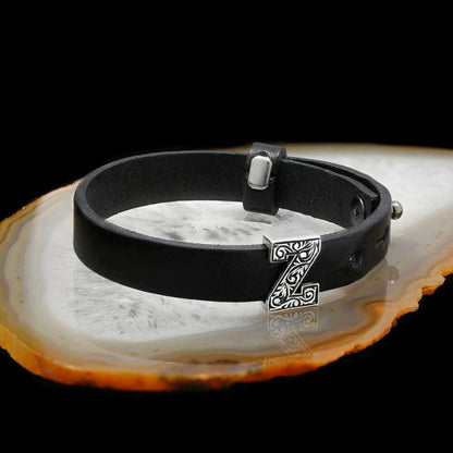 Motif Letter Z Leather Bracelet by SWISS PLUS - Letter Collection - view 2