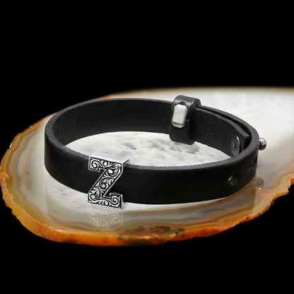 Motif Letter Z Leather Bracelet by SWISS PLUS - Letter Collection - view 3