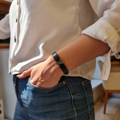 Motif Letter Z Leather Bracelet by SWISS PLUS - Letter Collection - view 4