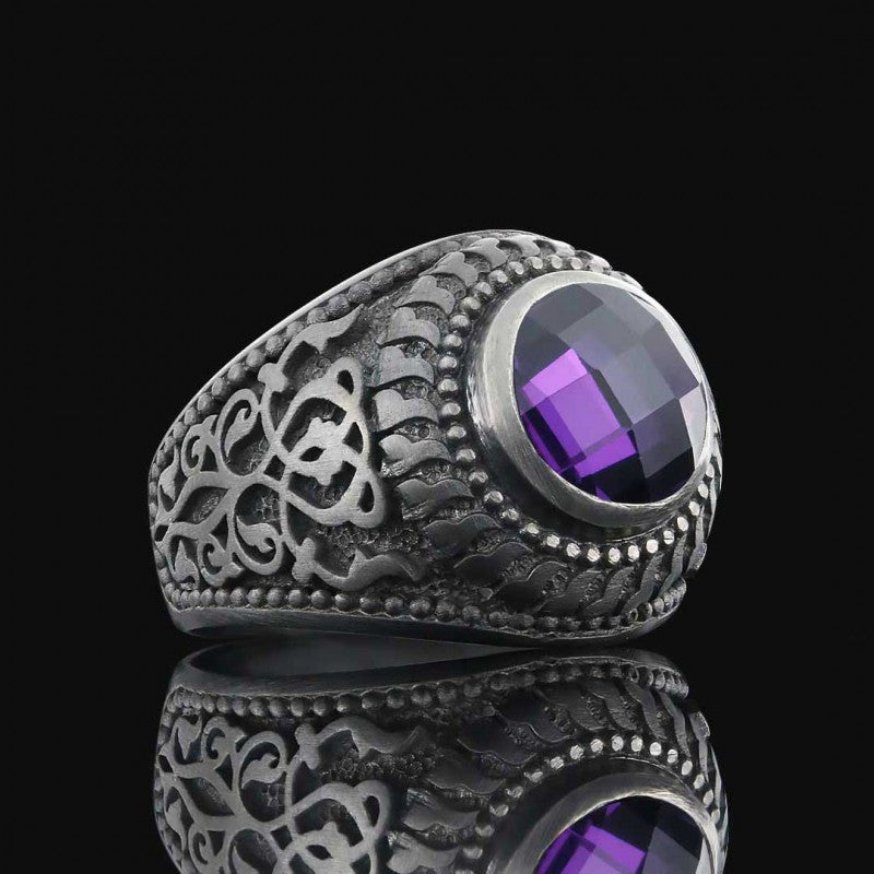 Motif Silver Ring for Men - view 3