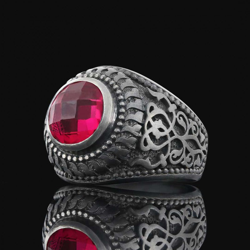 Motif Silver Ring for Men - view 6