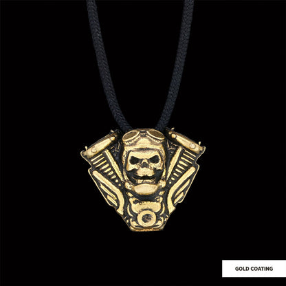 Motorhead Skull Pendant Gold Coating by SWISS PLUS - Unique Pendants & Cool Design Necklaces