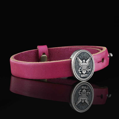 Navy Bracelet by SWISS PLUS - Military Leather Bracelet - view 4