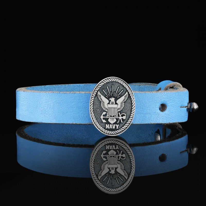 Navy Bracelet by SWISS PLUS - Military Leather Bracelet - view 2