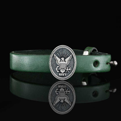 Navy Bracelet by SWISS PLUS - Military Leather Bracelet - view 5