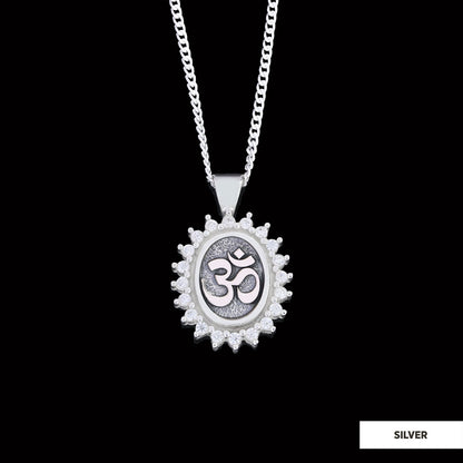 Om Necklace, Aum Necklace, Spiritual Jewelry, Om Necklace, Yoga-inspired Om Charm, Elegant Om Necklace, Stoned Aum Pendant by