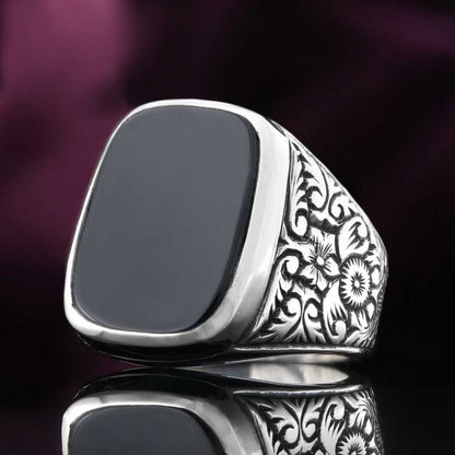 Onyx Sterling Silver Ring by SWISS PLUS - Unique Design Rings