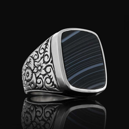 Onyx Sterling Silver Ring by SWISS PLUS - Unique Design Rings - view 4