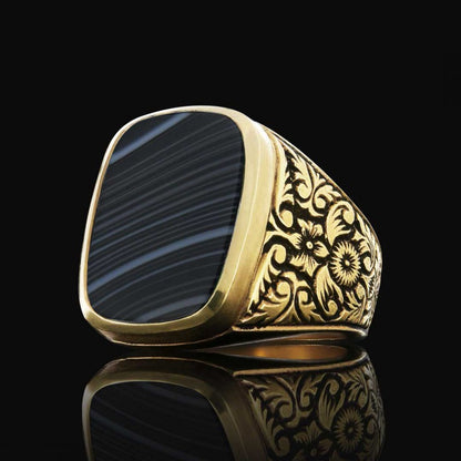 Onyx Sterling Silver Ring by SWISS PLUS - Unique Design Rings - view 5