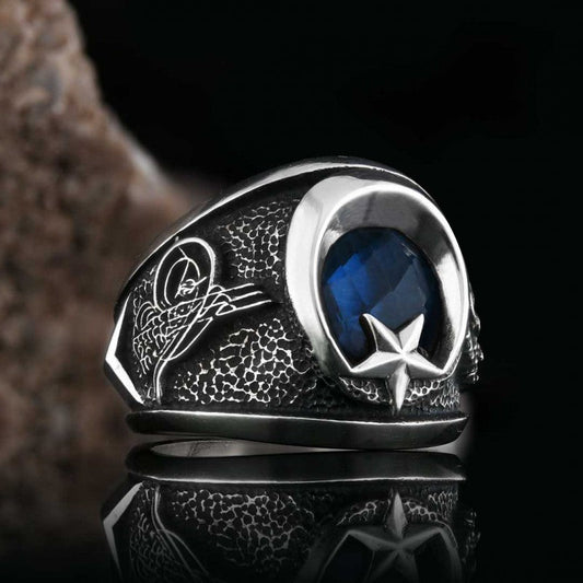 Ottoman Coat of Arms and Crescent&Star Men Ring