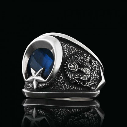 Ottoman Coat of Arms and Crescent&Star Men Ring by SWISS PLUS - Family Collection - view 2