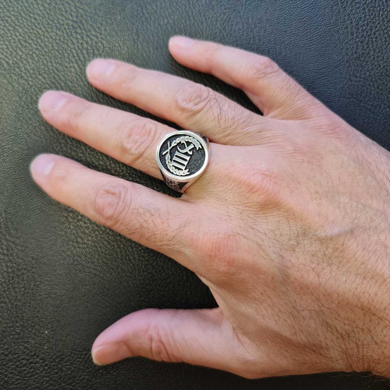 Handmade Round Silver Outkast Ring - view 4