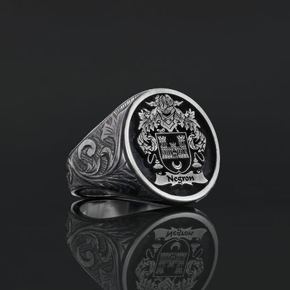 Oval Celtic Design Raised Family Ring, Custom Family Crest Ring by SWISS PLUS - Family Collection - view 4