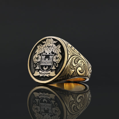 Oval Celtic Design Raised Family Ring, Custom Family Crest Ring by SWISS PLUS - Family Collection - view 5