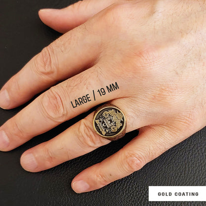 Oval Celtic Design Raised Family Ring, Custom Family Crest Ring by SWISS PLUS - Family Collection - view 6