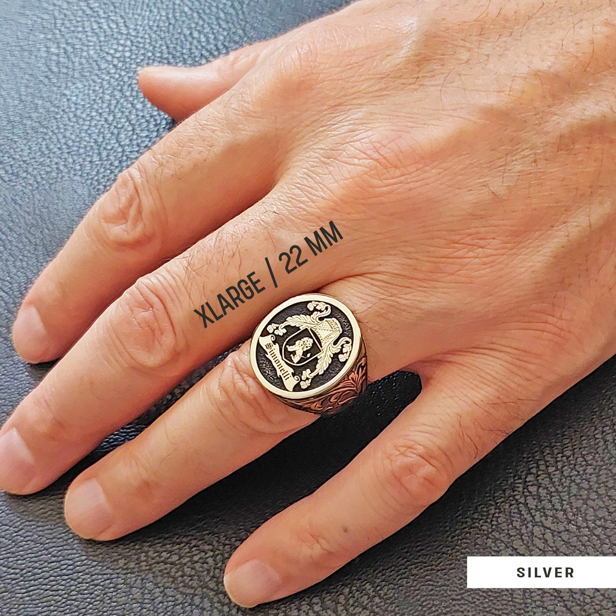 Oval Celtic Design Raised Family Ring, Custom Family Crest Ring - view 7