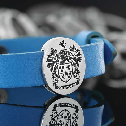 Oval Engraved Family Crest Bracelet by SWISS PLUS - Family Collection