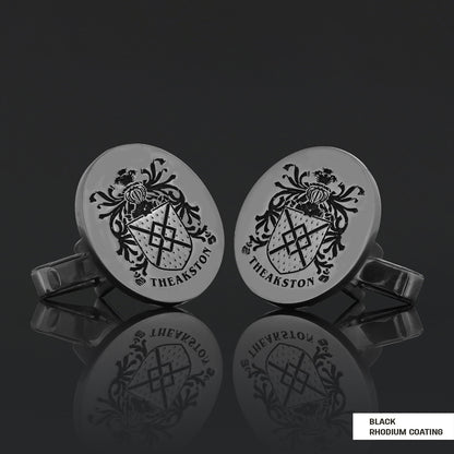 Oval Engraved Family Crest Cufflink by SWISS PLUS - Family Collection - view 2