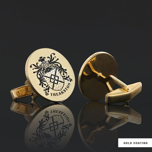 Oval Engraved Family Crest Cufflink