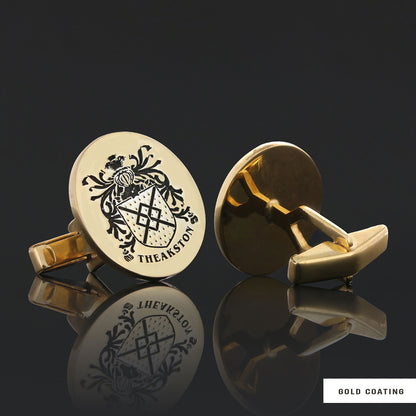 Oval Engraved Family Crest Cufflink by SWISS PLUS - Family Collection - view 3