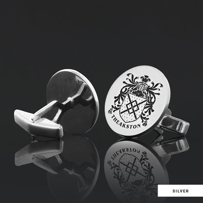 Oval Engraved Family Crest Cufflink by SWISS PLUS - Family Collection - view 4