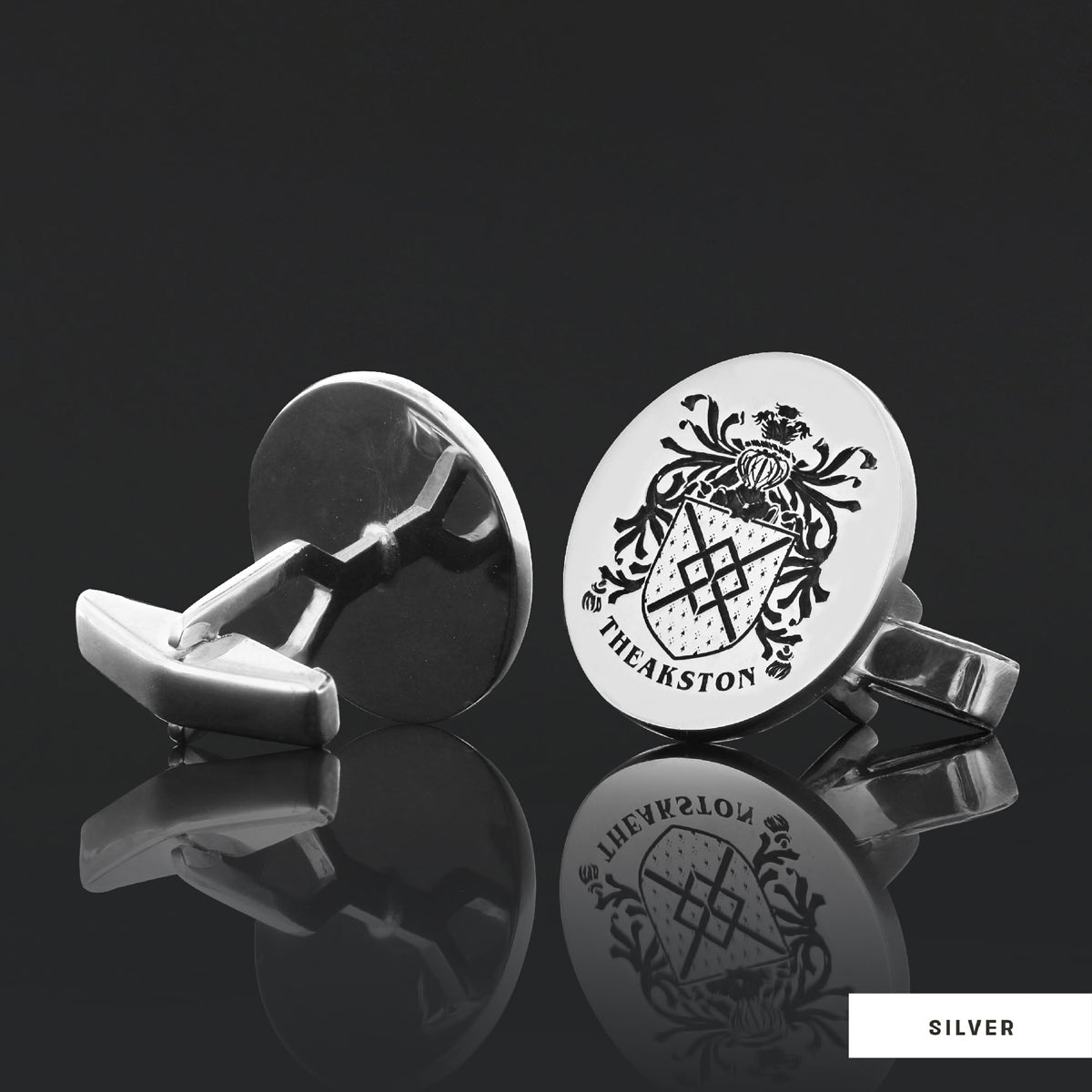 Oval Engraved Family Crest Cufflink