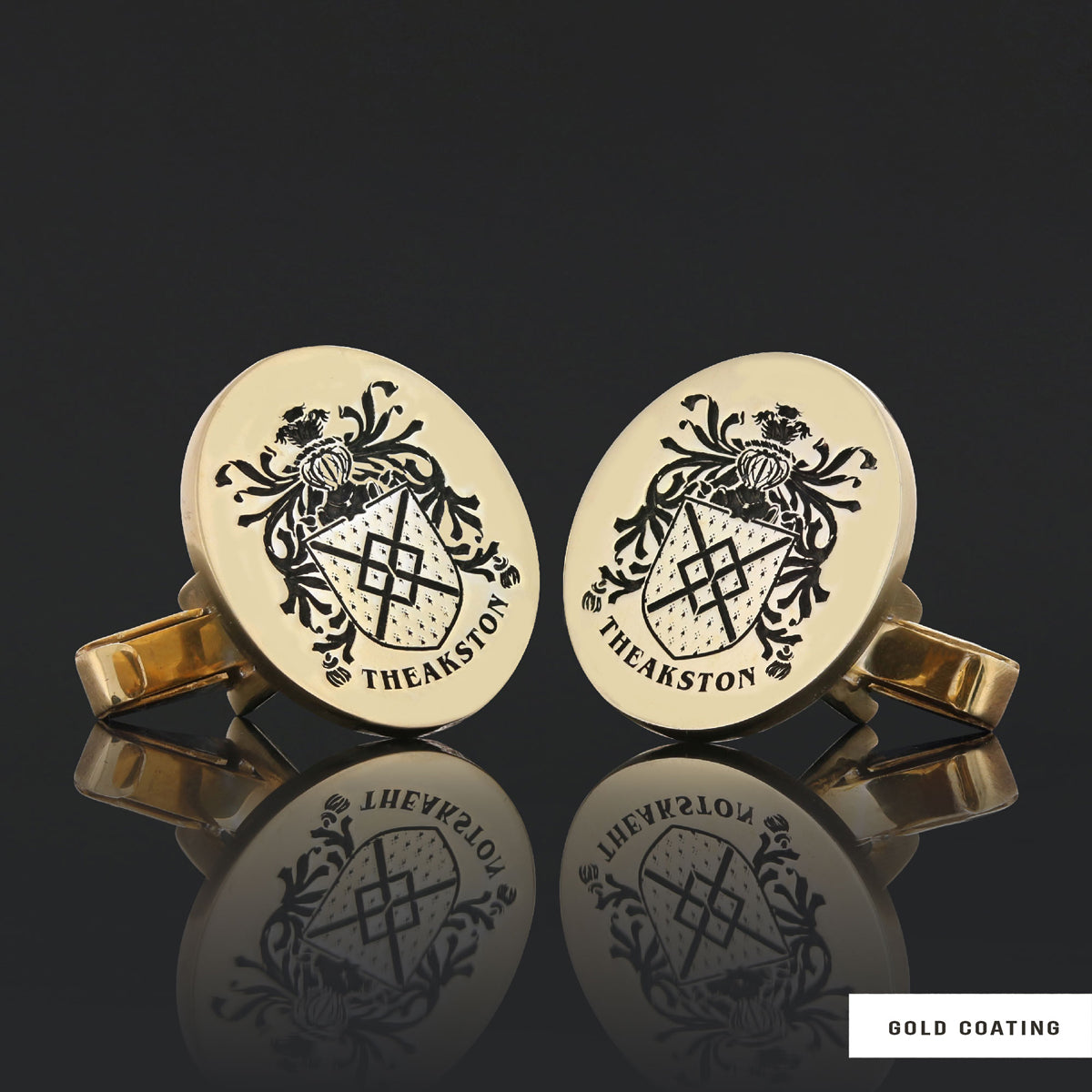 Oval Engraved Family Crest Cufflink