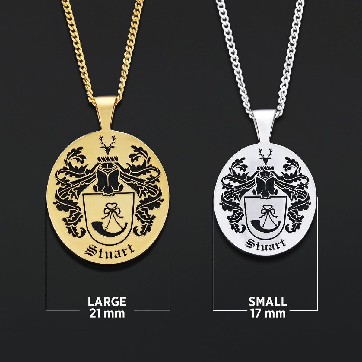 Oval Engraved Family Crest Pendant by SWISS PLUS - Family Collection - view 2