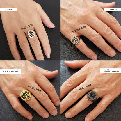 Oval Engraved Family Crest Ring by SWISS PLUS - Family Collection - view 6