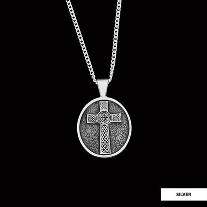 Oval Gold Plated 925 Sterling Silver Crusader Pendants, Silver Christian Cross Necklace, Silver Christian Cross Pendants Silv