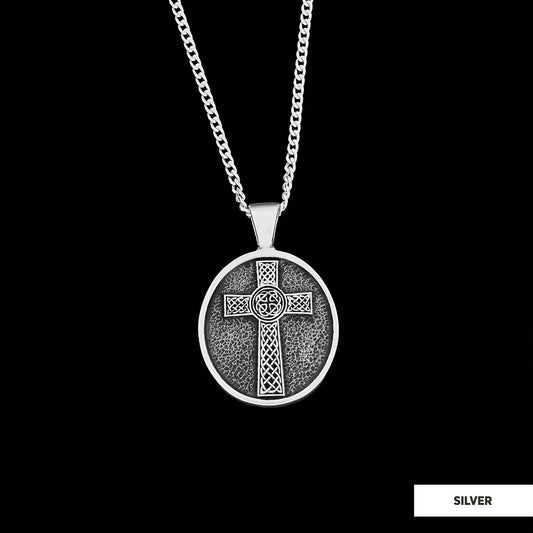 Oval Gold Plated 925 Sterling Silver Crusader Pendants, Silver Christian Cross Necklace, Silver Christian Cross Pendants Silver