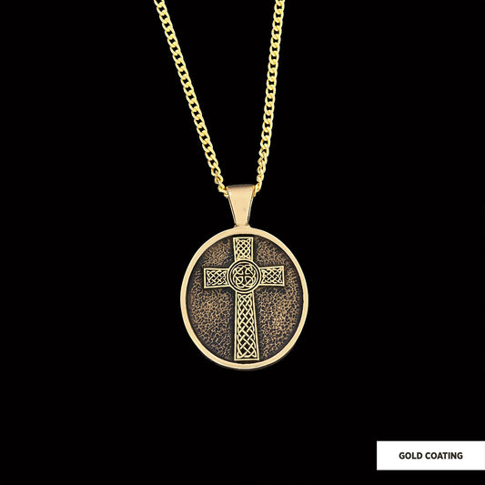 Oval Gold Plated 925 Sterling Silver Crusader Pendants, Silver Christian Cross Necklace, Silver Christian Cross Pendants by S
