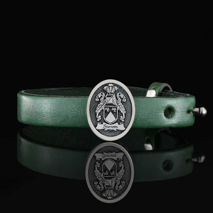 Custom Oval Signet Raised Family Crest Bracelet by SWISS PLUS - Family Collection - view 5