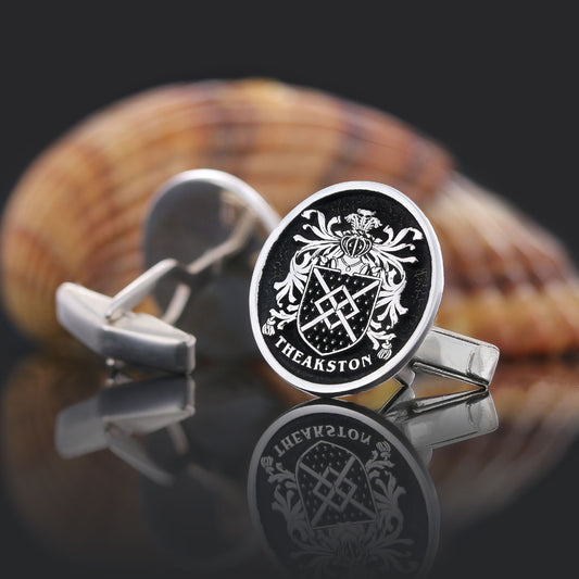 Oval Raised Family Crest Cufflink by SWISS PLUS - Family Collection