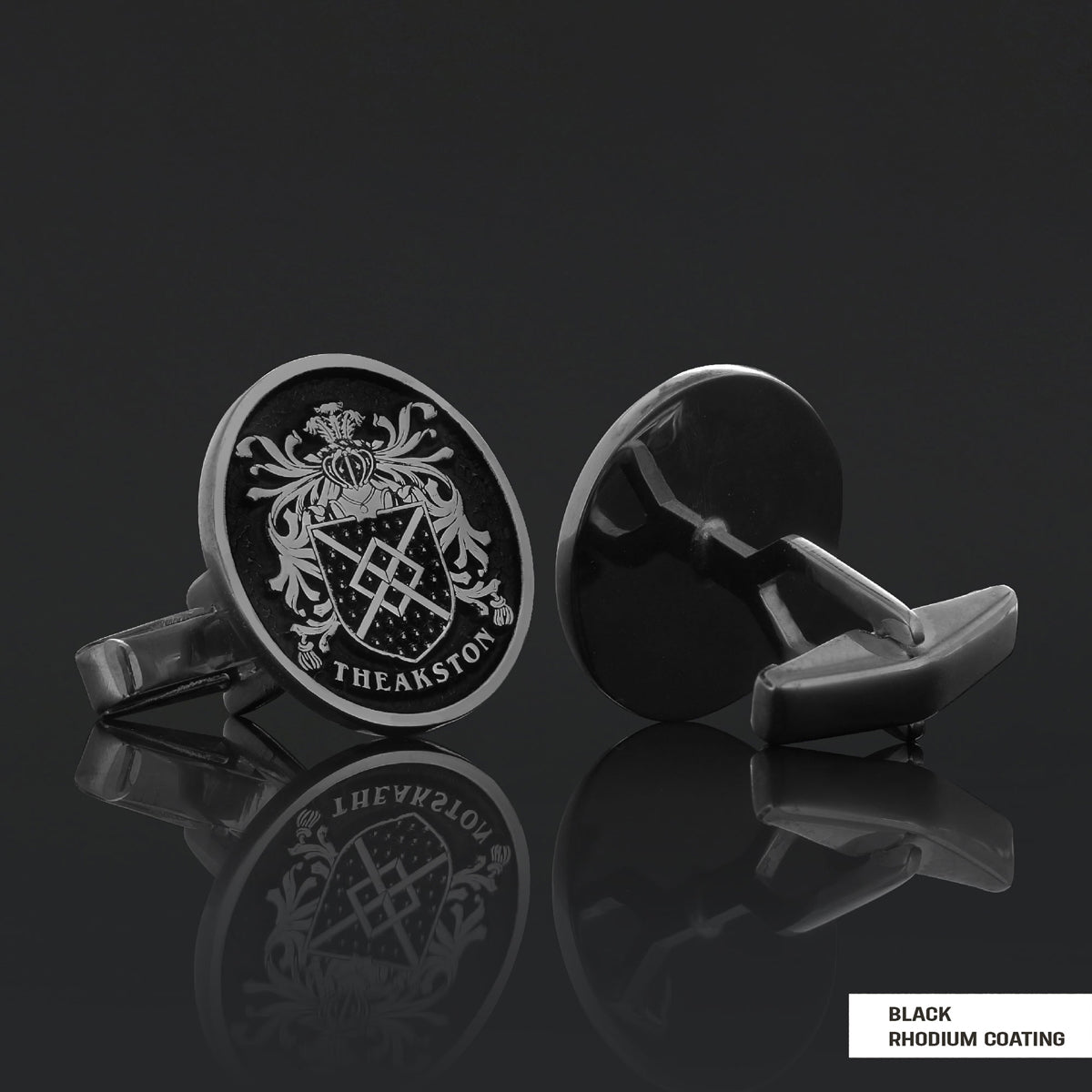 Oval Raised Family Crest Cufflink by SWISS PLUS - Family Collection - view 2