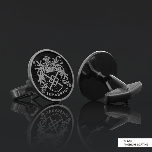 Oval Raised Family Crest Cufflink by SWISS PLUS - Family Collection - view 2