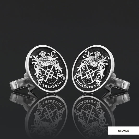 Oval Raised Family Crest Cufflink