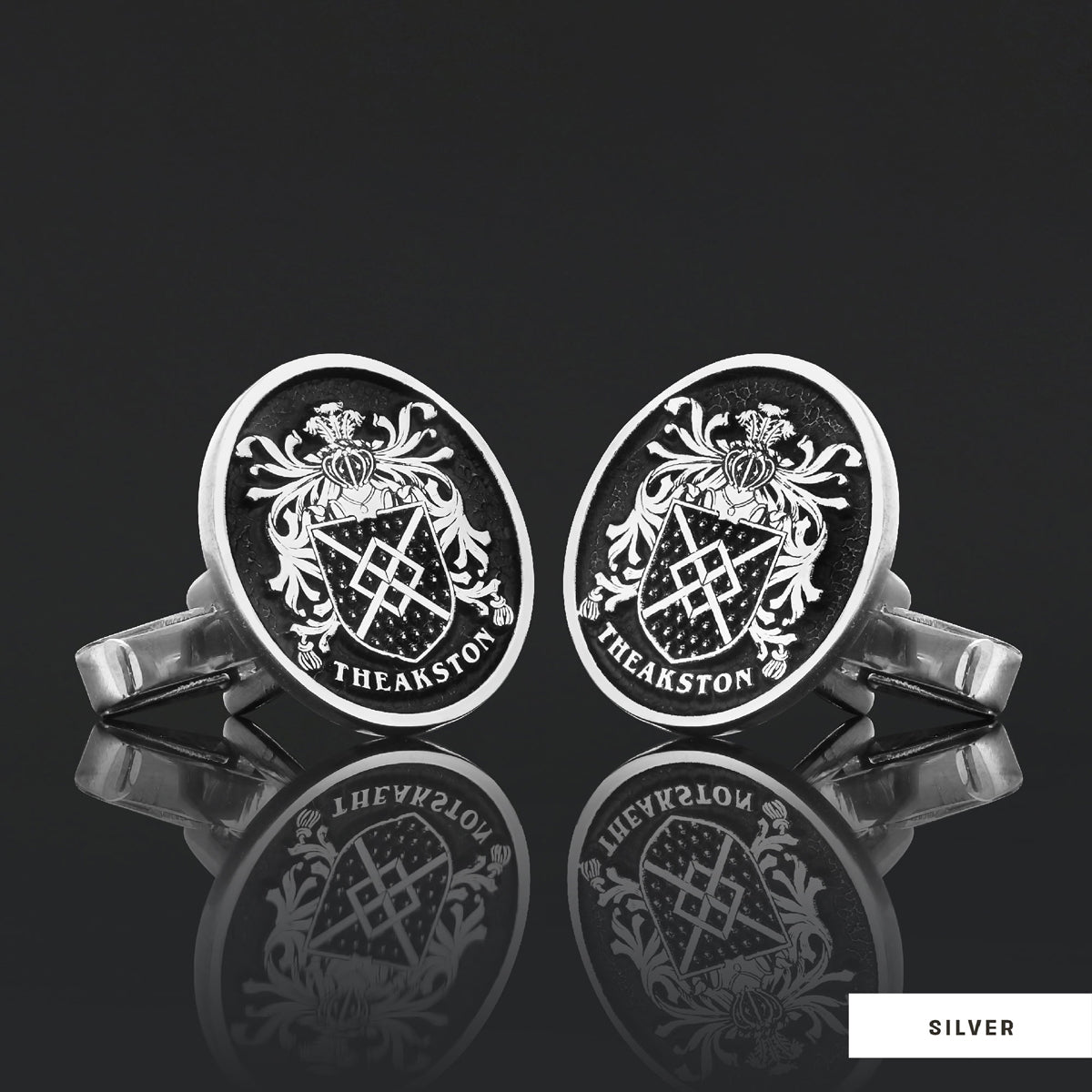 Oval Raised Family Crest Cufflink by SWISS PLUS - Family Collection - view 3