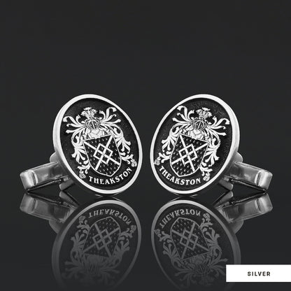 Oval Raised Family Crest Cufflink by SWISS PLUS - Family Collection - view 3