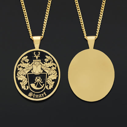 Oval Raised Family Crest Pendant by SWISS PLUS - Family Collection - view 2