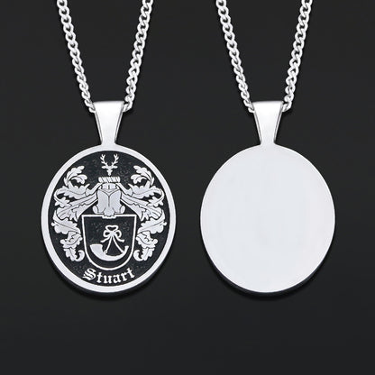 Oval Raised Family Crest Pendant by SWISS PLUS - Family Collection - view 3