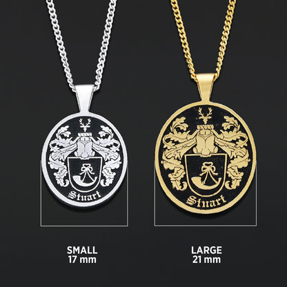 Oval Raised Family Crest Pendant by SWISS PLUS - Family Collection - view 4