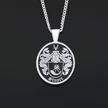 Oval Raised Family Crest Pendant by SWISS PLUS - Family Collection - view 5