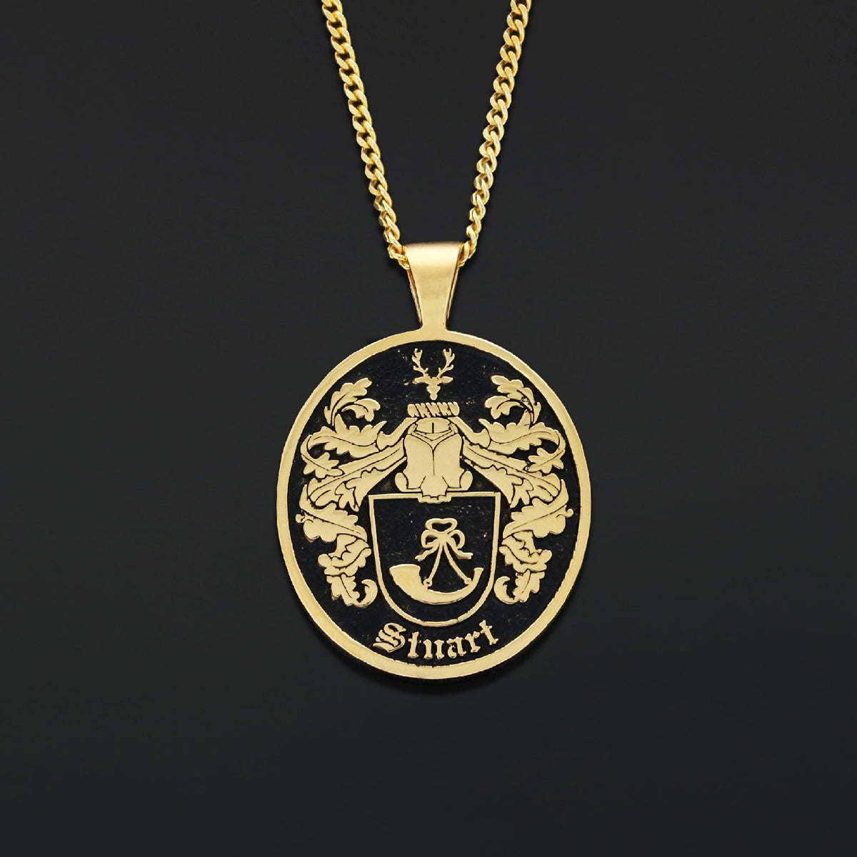 Oval Raised Family Crest Pendant